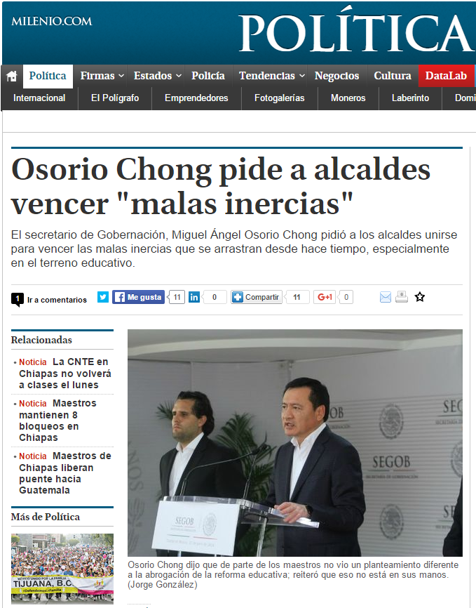 Osorio Chong pide a alcaldes vencer «malas inercias»