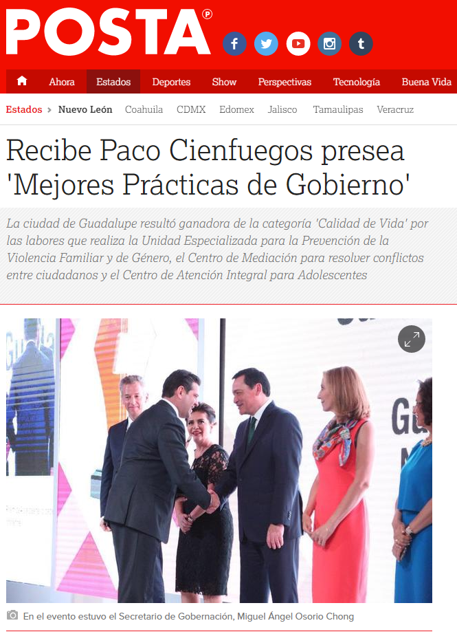 Recibe Paco Cienfuegos presea ‘Mejores Prácticas de Gobierno’