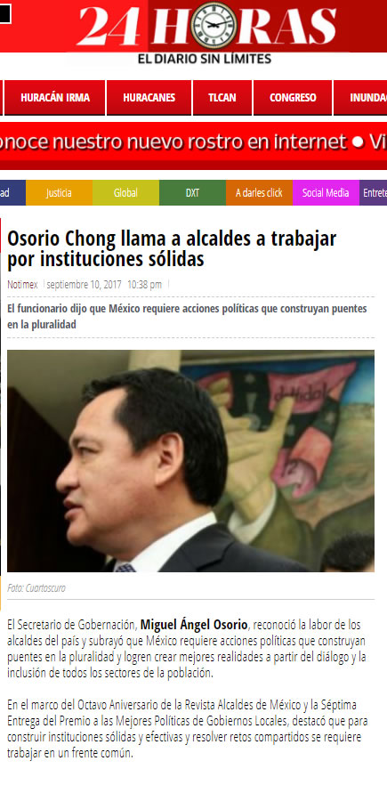 Osorio Chong llama a alcaldes a trabajar por instituciones sólidas