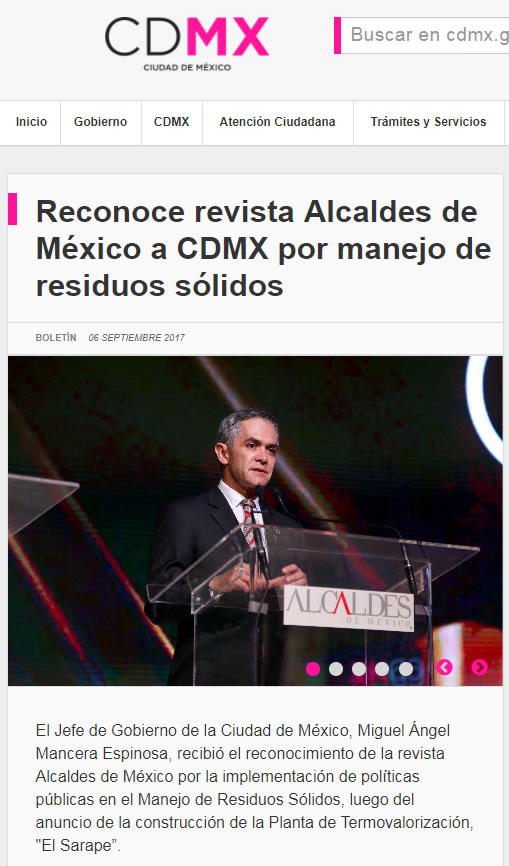 Reconoce revista Alcaldes de México a CDMX por manejo de residuos sólidos