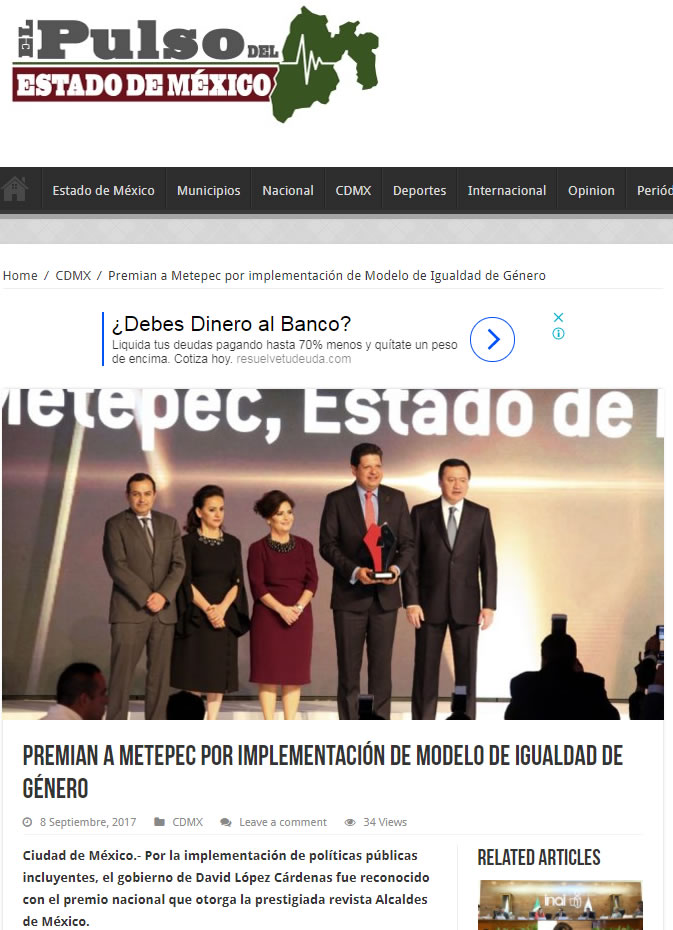 Premian a Metepec por implementación de Modelo de Igualdad de Género