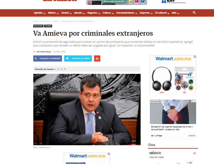 Va Amieva por criminales extranjeros