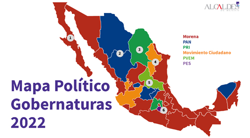 Morena encabeza los gobiernos estatales en más de 60% del país