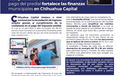 Cumplimiento de la ciudadanía en el pago del predial fortalece las finanzas municipales en Chihuahua Capital