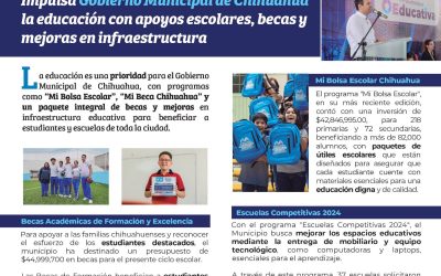 Impulsa Gobierno Municipal de Chihuahua la educación con apoyos escolares, becas y mejoras en infraestructura