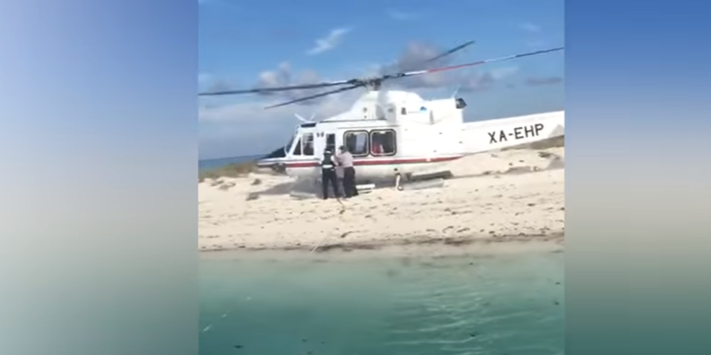 VIDEO: Helicóptero con funcionarios federales aterriza en área natural protegida