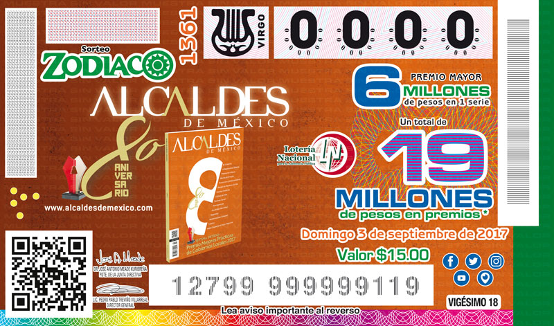 Dedica Lotería Nacional su Sorteo Zodiaco a la Revista Alcaldes de México