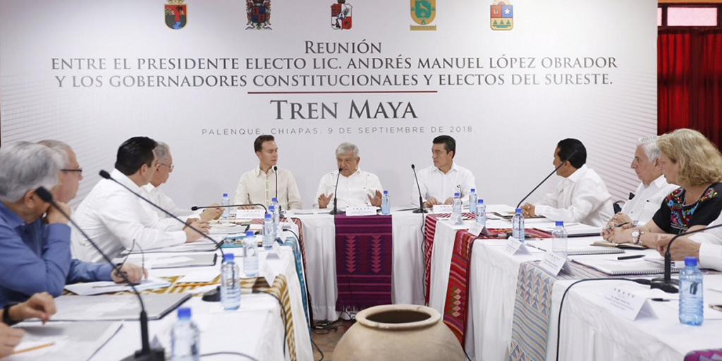 Gobernadores del sur acuerdan con AMLO trabajar en conjunto en Tren Maya