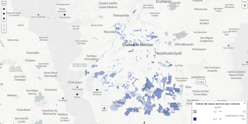 CDMX lanza Mapa de Casos Activos de COVID-19 por alcaldía y colonia