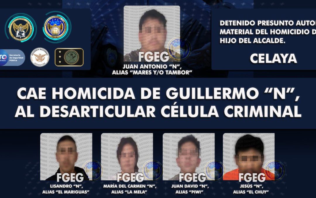 Detienen al presunto asesino de Guillermo Mendoza, hijo del acalde de Celaya