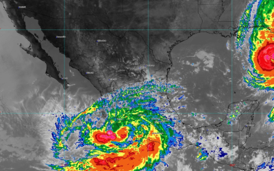 Esta mañana John se intensificó a huracán de categoría 1, y Helene a categoría 2