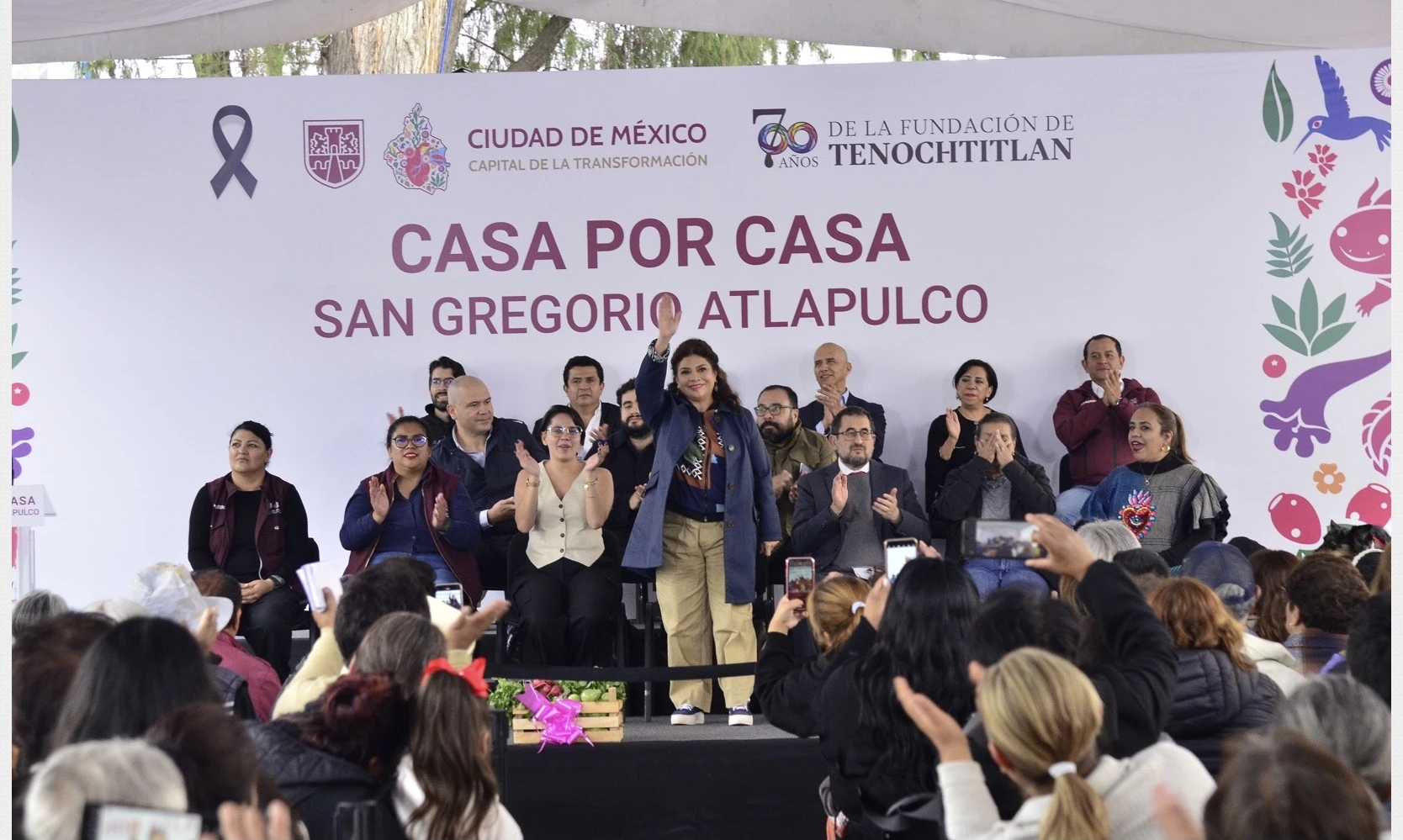 Anuncian mejoras en planteles y alumbrado público en San Gregorio Atlapulco
