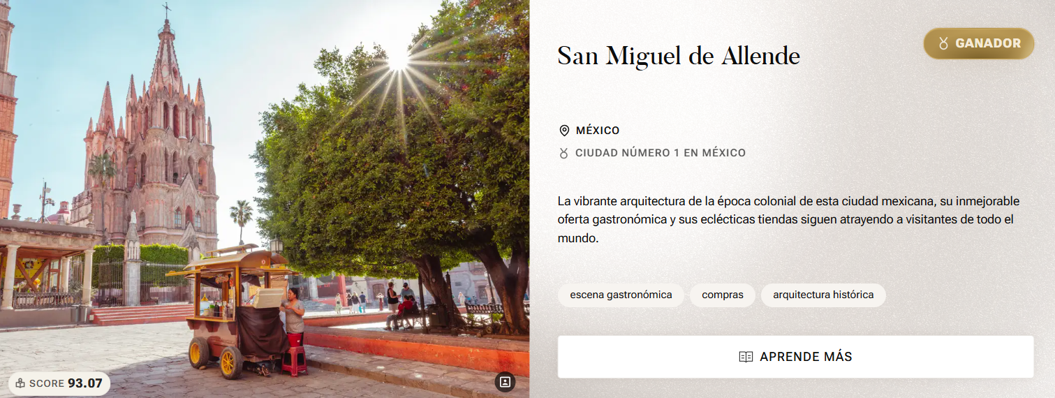 San Miguel de Allende hace historia: tres años seguidos como la mejor ciudad del mundo